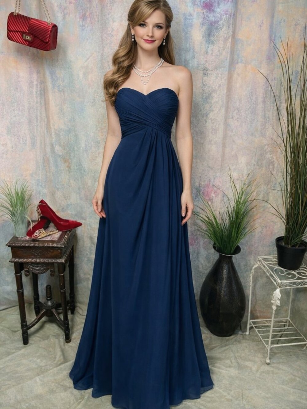 📌 Bill Levkoff Strapless Chiffon  Bridesmaid - Prom -Wedding - Formal  Gown